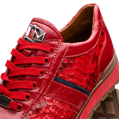 Marco Di Milano Brescia Red Python & Calfskin Sneakers 3 BRESCIA_PYTHON_RED_8  - from alligatorwarehouse.com