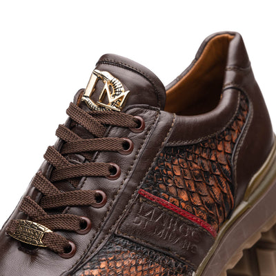 Marco Di Milano Brescia Wash Cognac Python & Calfskin Sneakers 3 BRESCIA_PYTHON_WASH COGNAC_8  - from alligatorwarehouse.com