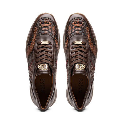 Marco Di Milano Brescia Wash Cognac Python & Calfskin Sneakers 5 BRESCIA_PYTHON_WASH COGNAC_8  - from alligatorwarehouse.com