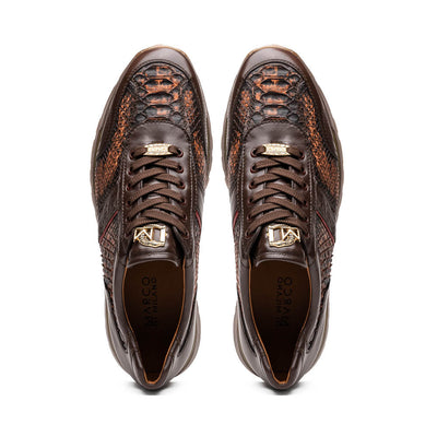 Marco Di Milano Brescia Python & Calfskin Sneakers Cognac