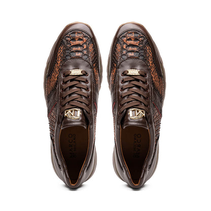 Marco Di Milano Brescia Python & Calfskin Sneakers Cognac