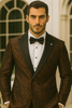 Bronze Double Breasted Rough Streak Pattern Satin Peak Lapel Stacy Adams Men's Jacket 6   - from alligatorwarehouse.com