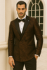 Bronze Double Breasted Rough Streak Pattern Satin Peak Lapel Stacy Adams Men's Jacket 8   - from alligatorwarehouse.com