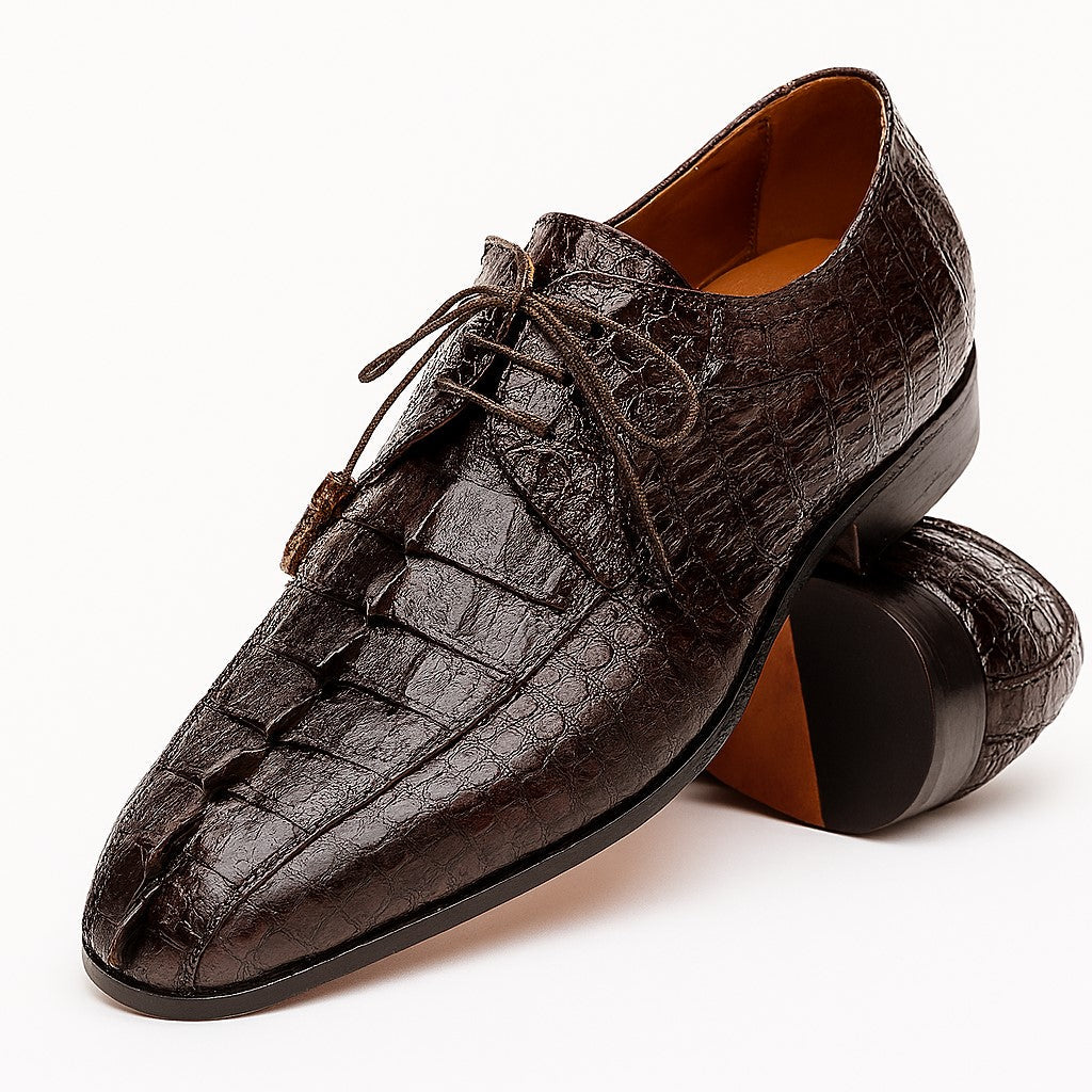 Marco Di Milano Men's Brown Hornback Exotic Shoes Bike Toe Cancun