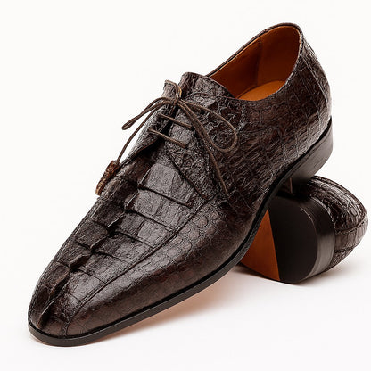 Marco Di Milano Men's Brown Hornback Exotic Shoes Bike Toe Cancun