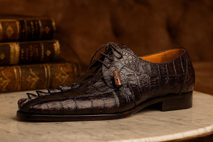 Marco Di Milano Men's Brown Hornback Exotic Shoes Bike Toe Cancun