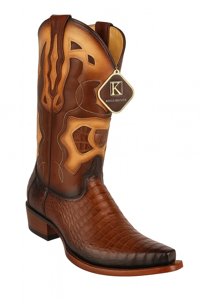 King Exotic Men's Caiman Belly Snip Toe Boots 10 -01  - from alligatorwarehouse.com