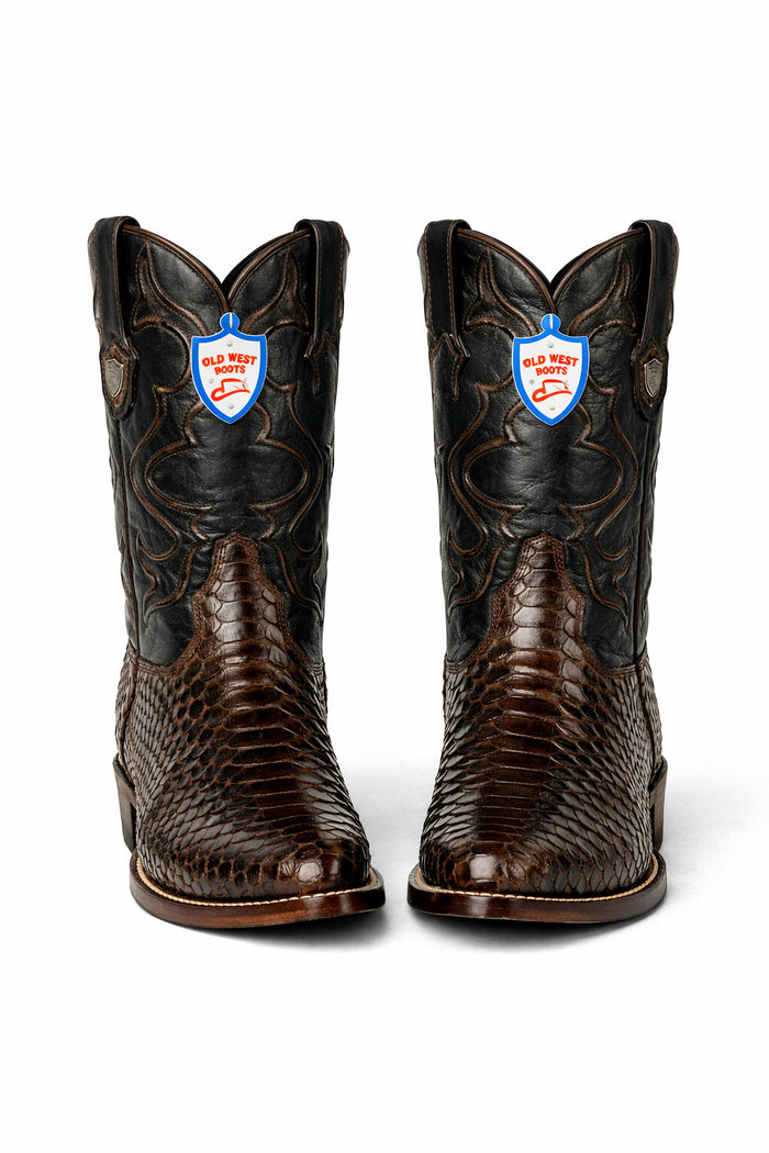 Men's Wild West Python Skin Yellow Gold J Toe Boots 29957