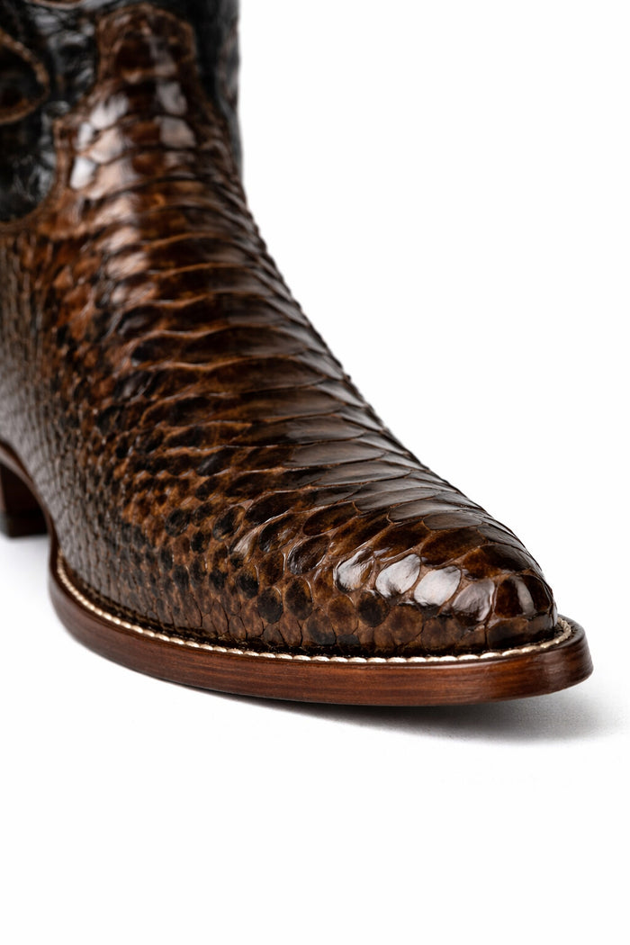 Men's Wild West Python Skin Yellow Gold J Toe Boots 29957
