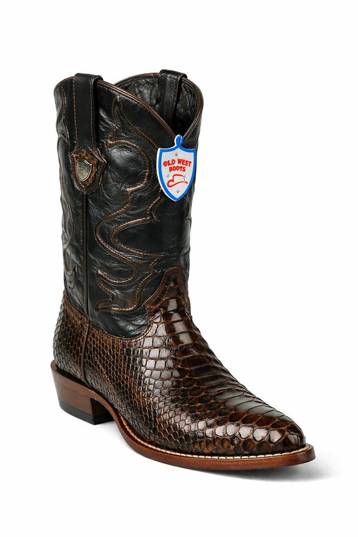 Men's Wild West Python Skin Yellow Gold J Toe Boots 29957
