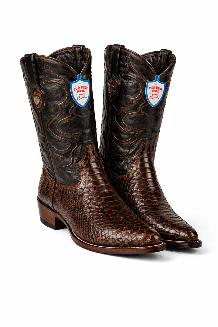 Men's Wild West Python Skin Yellow Gold J Toe Boots 29957