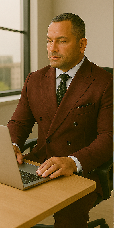 Wool Suit - Italian Made Business Suit by Statement Men's 2 Piece 100% Wool Double Breasted Suit - Micro Windowpane 15 DBSALOTE_Black_38R  - from alligatorwarehouse.com