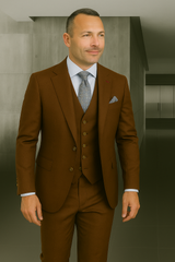 Wool Suit - Italian Made Business Suit by Statement Men's 3 Piece 100% Wool Fashion Suit - Bold Colors