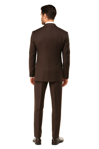 Suits With Baggy Pleated Pants - Wide Leg Pants 100% Wool - Classic Fit in Brown Color by Rossiman 3   - from alligatorwarehouse.com