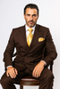 Suits With Baggy Pleated Pants - Wide Leg Pants 100% Wool - Classic Fit in Brown Color by Rossiman 4   - from alligatorwarehouse.com