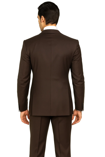 Brown One Button 3 Piece Suit  by Rossiman 