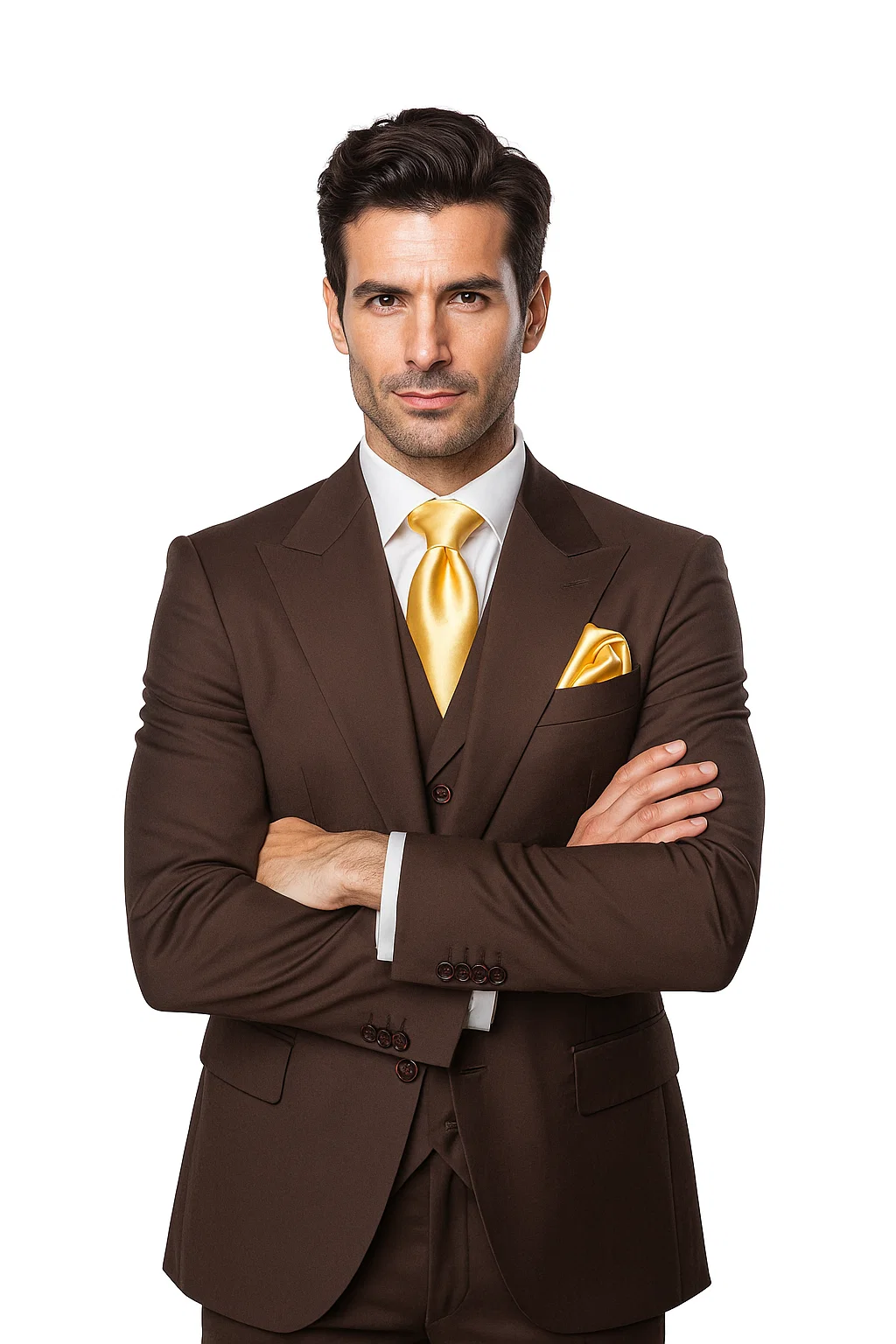 Suits With Baggy Pleated Pants - Wide Leg Pants 100% Wool - Classic Fit in Brown One Button 3 Piece Suit  by Rossiman 3   - from alligatorwarehouse.com