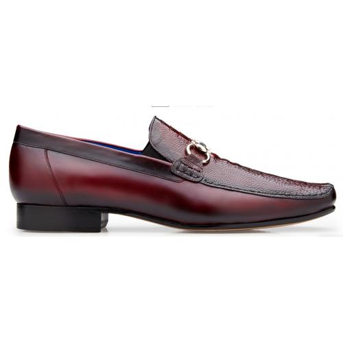 Men's Ostrich Leg Loafers & Slip-Ons: Burgundy Leather Dress Shoes - Belvedere Bruno 2   - from alligatorwarehouse.com