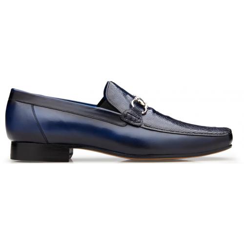 Belvedere Bruno  Navy Genuine Ostrich Leg and Italian Calf Dress Loafer Shoes 2 MEN 1026 NAVY-M-08  - from alligatorwarehouse.com