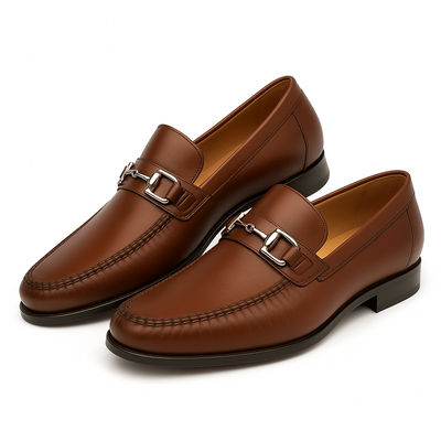 Mens Mezlan Brussels Metal Ornament Calfskin Loafer Dress Shoe in Tan 8   - from alligatorwarehouse.com