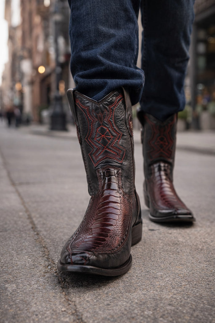 Men's Wild West Ostrich Leg with Deer Dubai Toe Boots 279F05