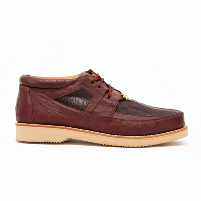 Los Altos Casual Burgundy Genuine Stingray / Ostrich Shoes 5   - from alligatorwarehouse.com