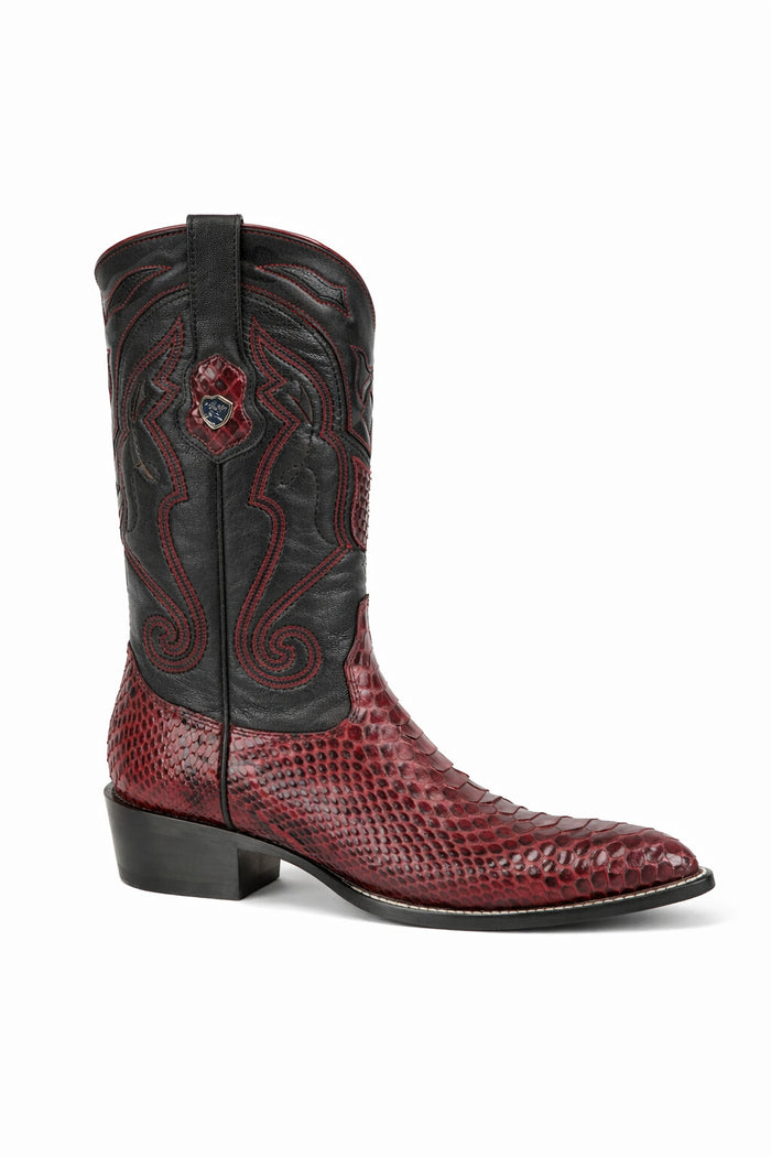 Men's Wild West Python Skin Yellow Gold J Toe Boots 29957
