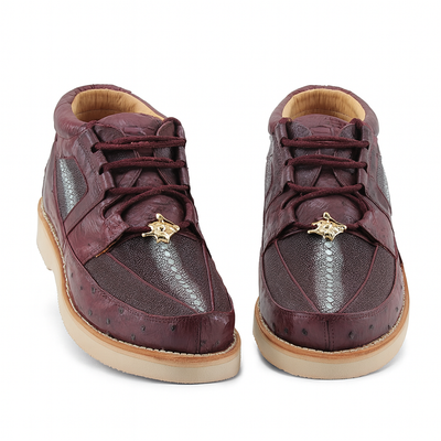 Los Altos Casual Burgundy Genuine Stingray / Ostrich Shoes 9   - from alligatorwarehouse.com
