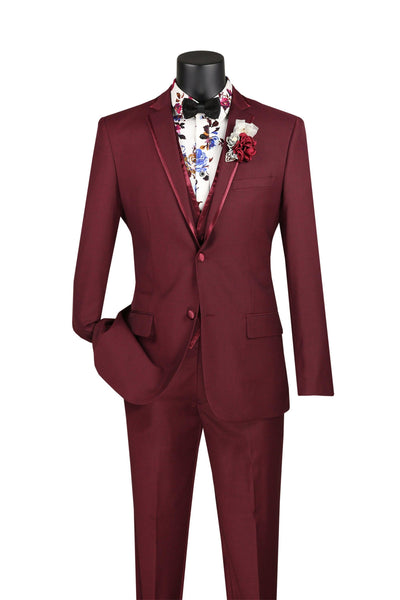 Burgundy Trimmed Lapel Slim Fit 3 Piece Suit 1 SO1SV2T-8_BURGUNDY_36S  - from alligatorwarehouse.com