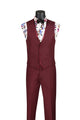 Burgundy Trimmed Lapel Slim Fit 3 Piece Suit