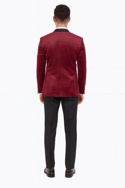 Burgundy Velvet Double Breasted Tuxedo Jacket – Wedding & Prom