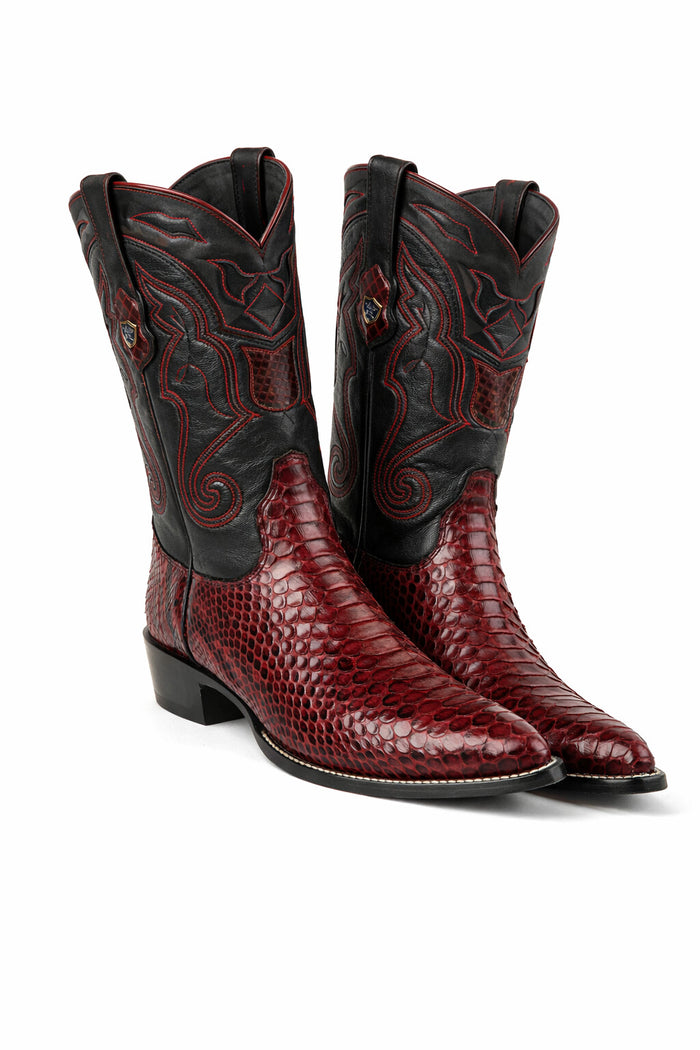 Men's Wild West Python Skin Yellow Gold J Toe Boots 29957