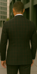 Wool Suit - Italian Made Business Suit by Statement Men's 3 Piece 100% Wool Modern Fit Suit - Bold Accent Color