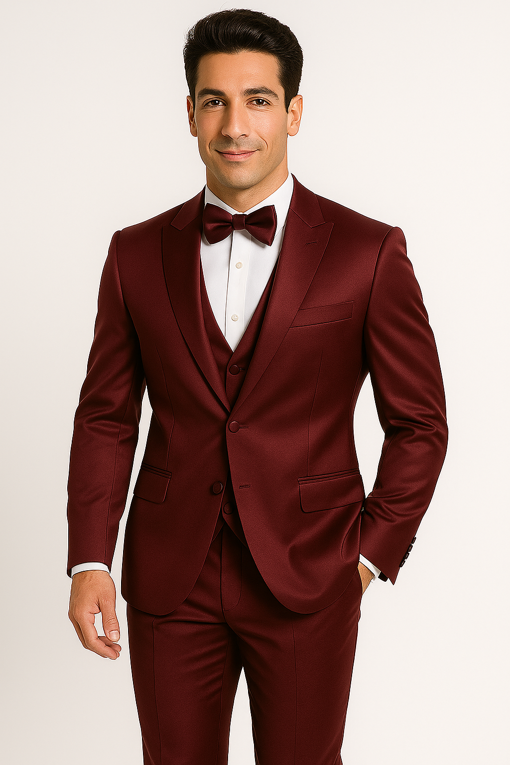 Elite Burgundy Satin Suit – Wedding - Prom 6 M390SK-10-34s  - from alligatorwarehouse.com