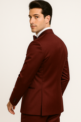 Elite Burgundy Satin Suit – Wedding - Prom