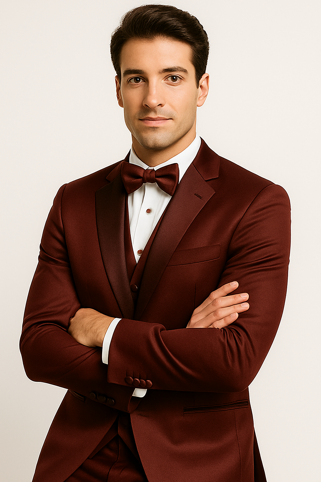 Elite Burgundy Satin Suit – Wedding - Prom