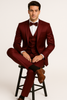 Elite Burgundy Satin Suit – Wedding - Prom 3 M390SK-10-34s  - from alligatorwarehouse.com