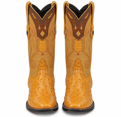 Buttercup Ostrich Pointy Yellow Gold Toe Cowboy Boots