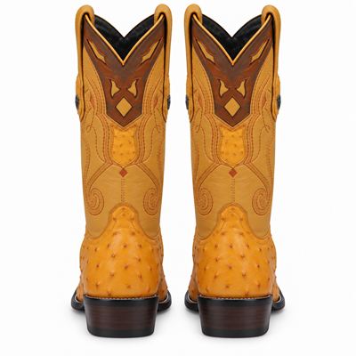 Buttercup Ostrich Pointy Yellow Gold Toe Cowboy Boots