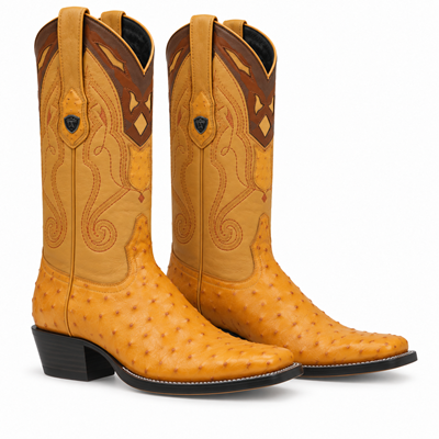 Buttercup Ostrich Pointy Yellow Gold Toe Cowboy Boots