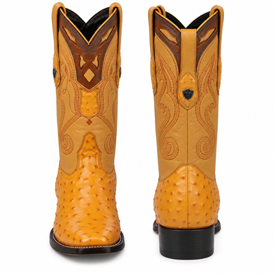 Buttercup Ostrich Pointy Yellow Gold Toe Cowboy Boots