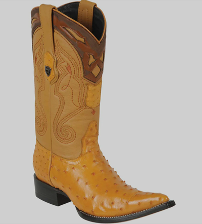 Buttercup Ostrich Pointy Yellow Gold Toe Cowboy Boots