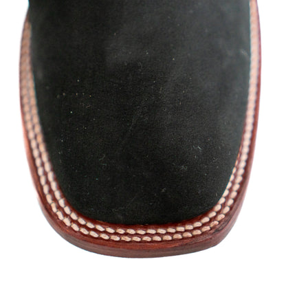 Los Altos Women's Boot Wide Square Toe Nobuck Black Leather Sole - Nobuck Black