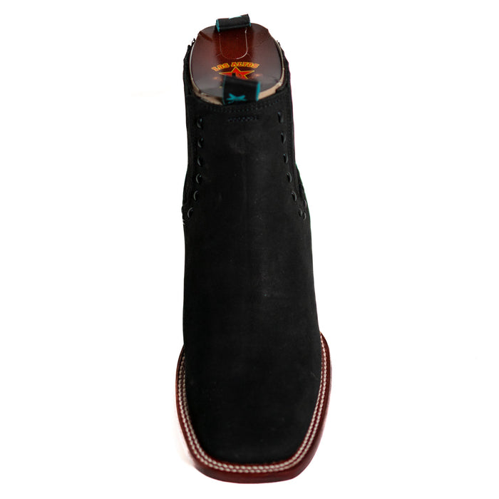 Los Altos Women's Boot Wide Square Toe Nobuck Black Leather Sole - Nobuck Black