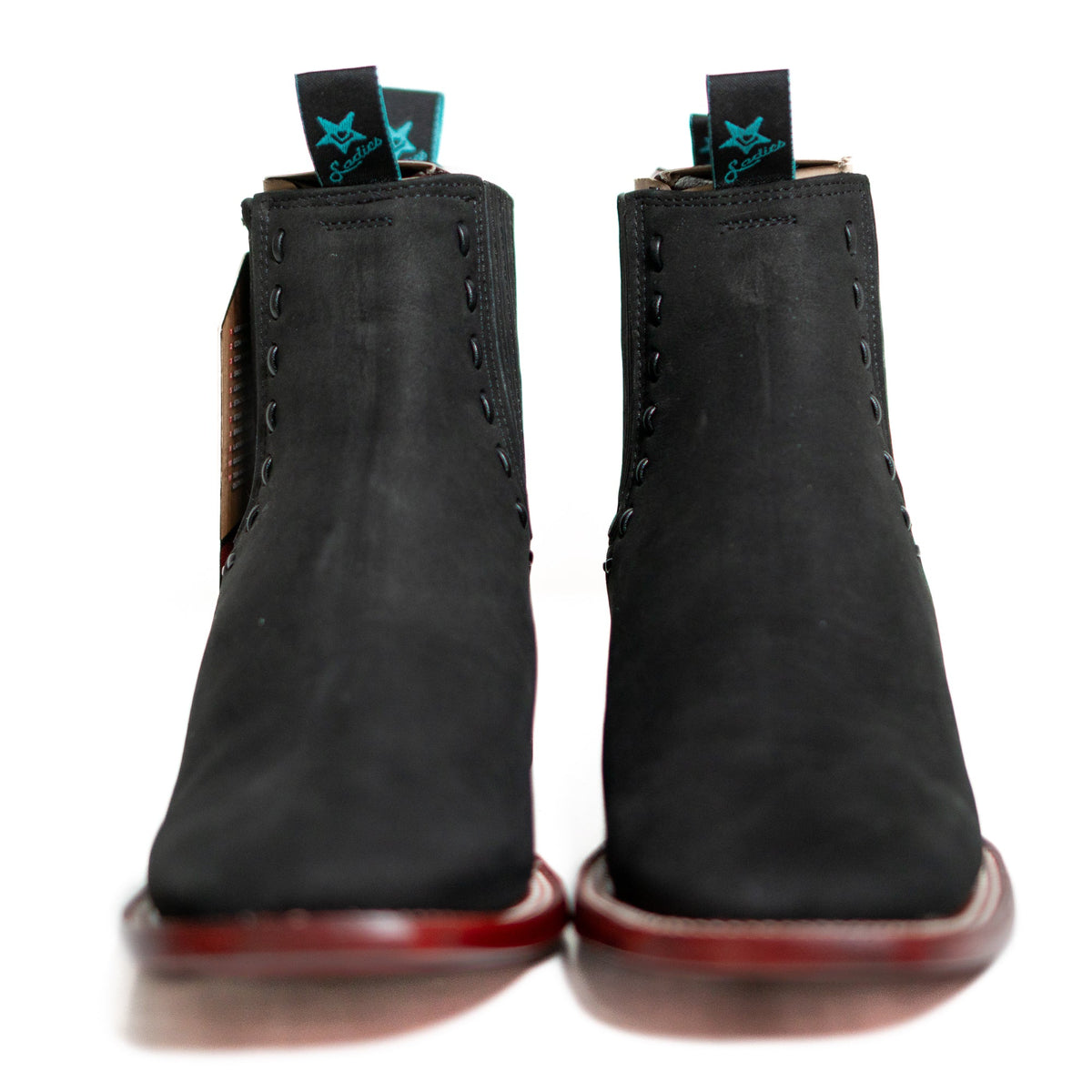Los Altos Women's Boot Wide Square Toe Nobuck Black Leather Sole - Nobuck Black
