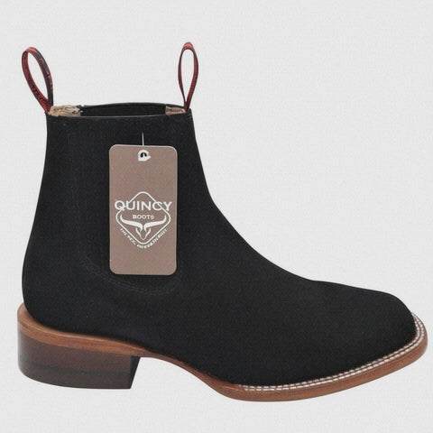 Botines Charros Quincy de Gamuza con Punta Cuadrada Color Negro 7   - from alligatorwarehouse.com