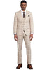 Men's Stacy Adams One Button Peak Lapel Vested Windowpane Plaid Suit in Tan 2 SM171H1-102-38R  - from alligatorwarehouse.com