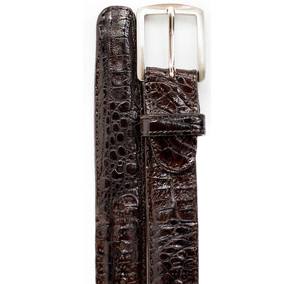 Men's Belvedere Genuine Caiman Crocodile Dress Belt in Brown 1 MEN 1999 BROWN-44 CROCODILE BELT  - from alligatorwarehouse.com