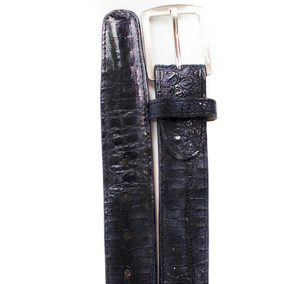 Men's Belvedere Genuine Caiman Crocodile Dress Belt in Navy Blue 1 MEN 1999 NAVY-44 CROCODILE BELT  - from alligatorwarehouse.com