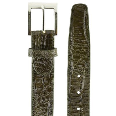 Men's Belvedere Genuine Caiman Crocodile Dress Belt in Olive Green 1 MEN 1999 OLIVE-44-CROCODILE BELT  - from alligatorwarehouse.com